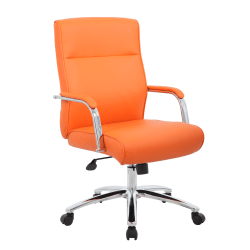 Boss Office Products Modern Executive Ergonomic Vinyl Conference Chair, Mid Back, Orange/Orange