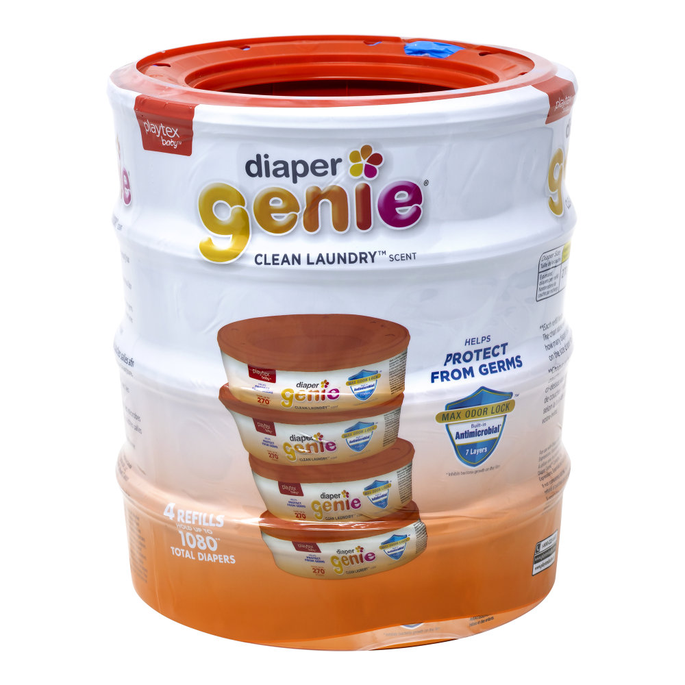 Diaper Genie Max Fresh Refills, Clean Laundry Scent, Pack Of 4 Refills