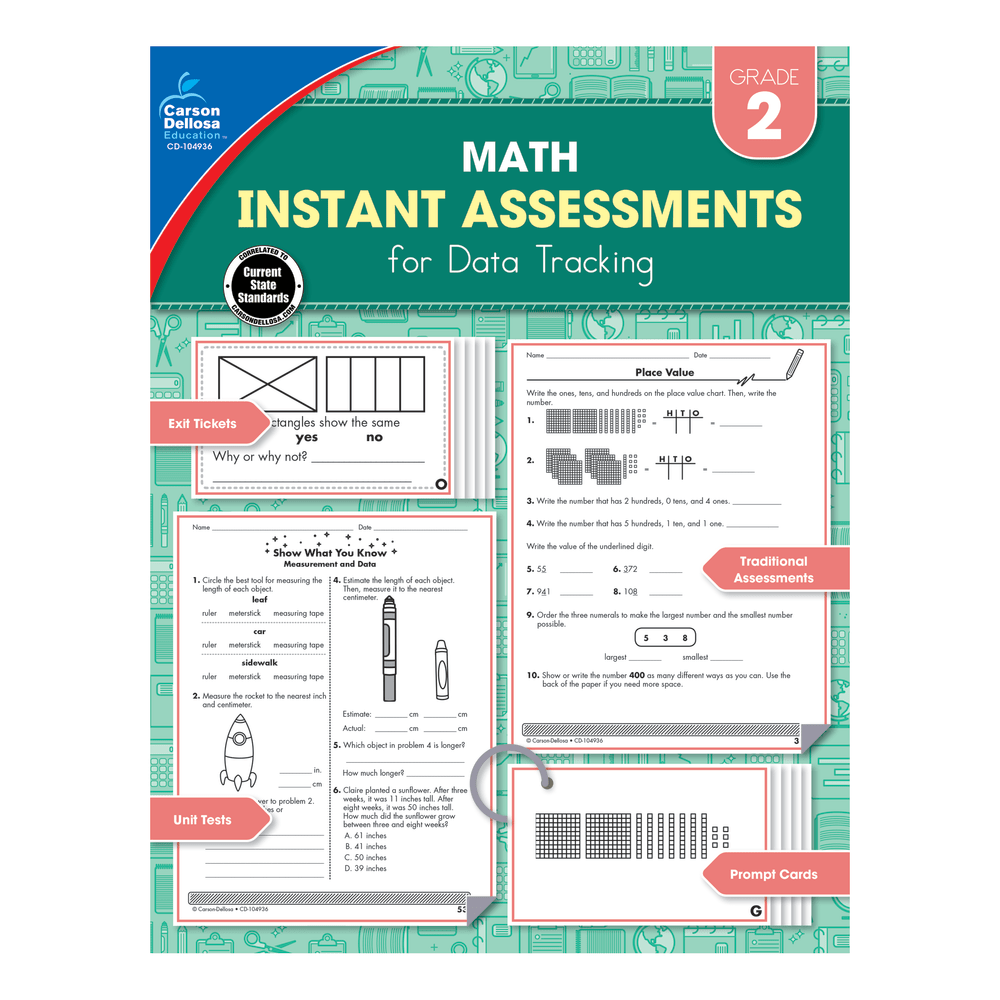 Carson-Dellosa Instant Assessments For Data Tracking Math Resource Book, Grade 2