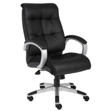 Load image into Gallery viewer, Boss Office Products Double-Plus Ergonomic LeatherPlus Bonded Leather High-Back Chair, Black/Silver