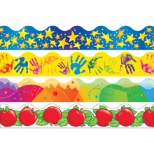 Load image into Gallery viewer, TREND Terrific Trimmers Variety Pack Borders, 2 1/4in x 39in, School Basics Scalloped, Pre-K - College, Pack Of 48