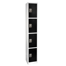Alpine AdirOffice 4-Tier Steel Locker, 72inH x 12inW x 12inD, Black