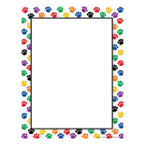 Teacher Created Resources Colorful Paw Prints Computer Paper, 8 1/2in x 11in, 20 Lb, Multicolor, 50 Sheets Per Ream, Case Of 5 Reams