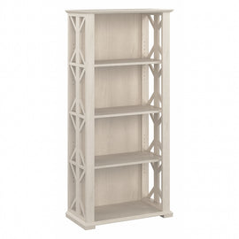 Bush Business Furniture Homestead 67inH 4-Shelf Farmhouse Bookcase, Linen White Oak, Standard Delivery
