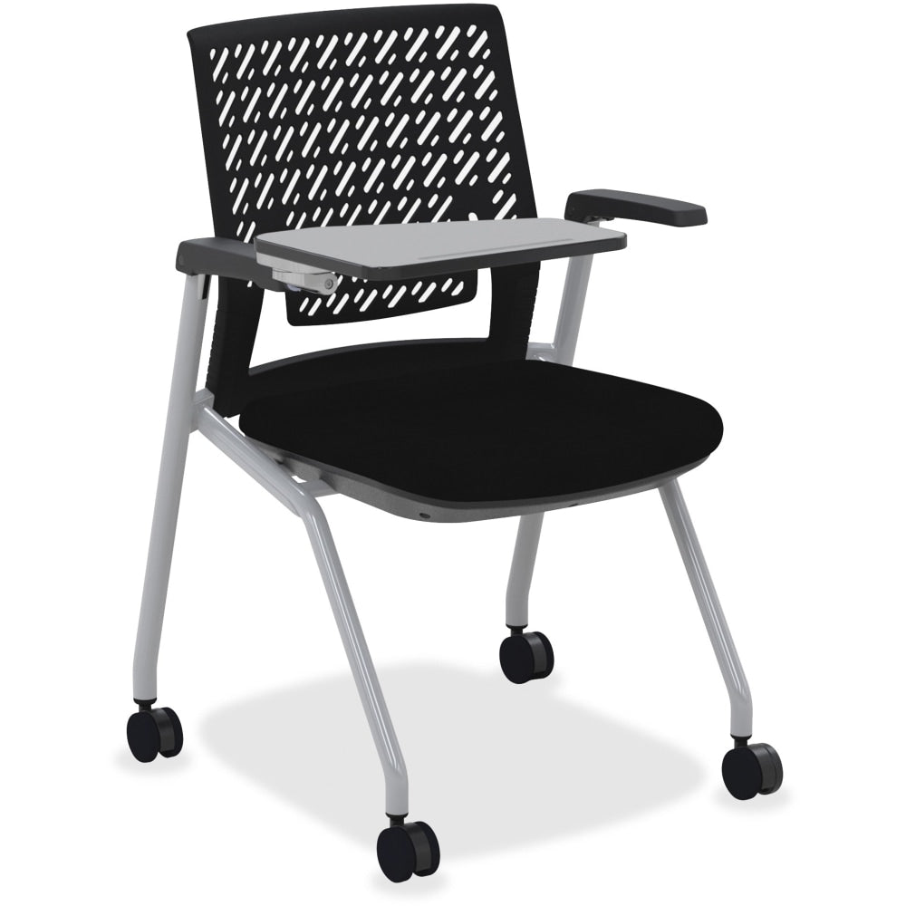 Mayline Thesis Flex Back Stackable Chair With Tablet Surface, Black/Gray, Set Of 2