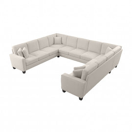 Bush Furniture Stockton 137inW U-Shaped Sectional Couch, Light Beige, Standard Delivery