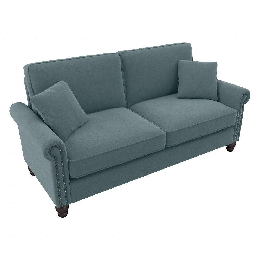 Bush Furniture Coventry 73inW Sofa, Turkish Blue Herringbone, Standard Delivery