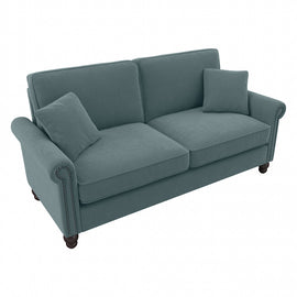 Bush Furniture Coventry 73inW Sofa, Turkish Blue Herringbone, Standard Delivery