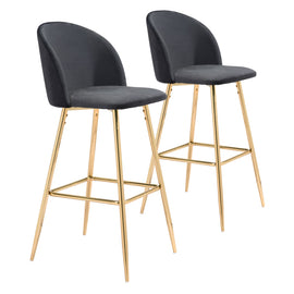 Zuo Modern Cozy Bar Chair, Black/Gold