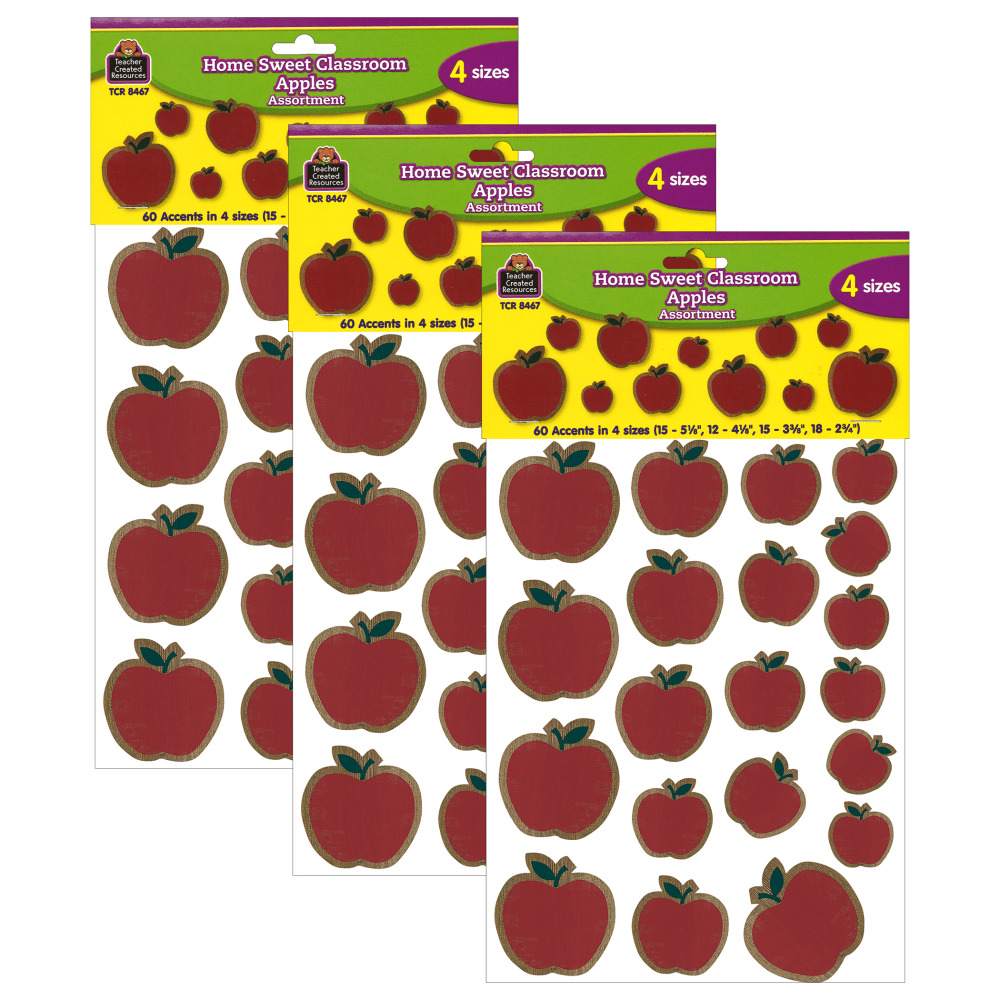 Teacher Created Resources Accents, Home Sweet Classroom Apples, 60 Pieces Per Pack, Set Of 3 Packs