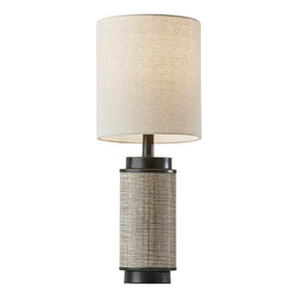 Adesso Marsha Table Lamp, 22inH, Oatmeal Shade/Black And Taupe Base