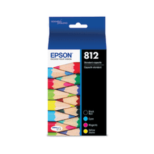 Load image into Gallery viewer, Epson 812 DuraBrite Ultra Black And Cyan, Magenta, Yellow Ink Cartridges, Pack Of 4, T812120-BCS