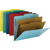 Smead Colored Pressboard Classification Folders with SafeSHIELD, 8-1/2in x 11in, 2in Expansion, Assorted Colors, Box Of 10