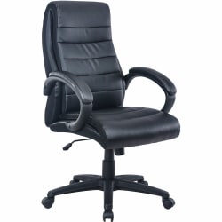 Lorell Deluxe Ergonomic Bonded Leather High-Back Chair, Black