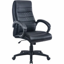Load image into Gallery viewer, Lorell Deluxe Ergonomic Bonded Leather High-Back Chair, Black