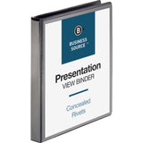 Business Source Round Ring Standard View Binders, 1in Ring, 8 1/2in x 11in, Black