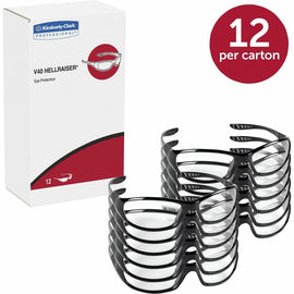 KleenGuard V40 Hellraiser Safety Eyewear - Clear, Black - 12 / Carton