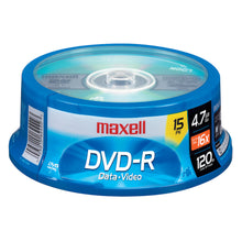 Load image into Gallery viewer, Maxell DVD-R Recordable Media Spindle, 4.7GB/120 Minutes, Pack Of 15