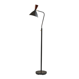 Adesso Arlo Floor Lamp, 59-1/2inH, Black And Walnut Shade/Black Base