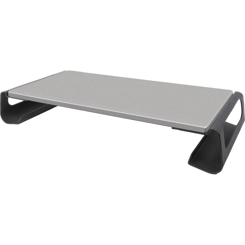 Kantek Contemporary Monitor Riser - 3.2in Height x 22in Width x 9.8in Depth - Steel, Medium Density Fiberboard (MDF) - Black, Gray