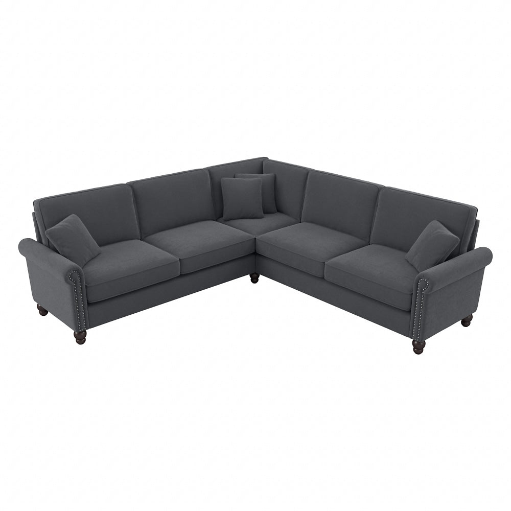 Bush Furniture Coventry 99inW L-Shaped Sectional Couch, Dark Gray Microsuede Fabric, Standard Delivery