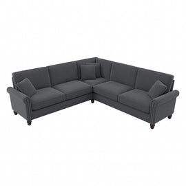 Bush Furniture Coventry 99inW L-Shaped Sectional Couch, Dark Gray Microsuede Fabric, Standard Delivery