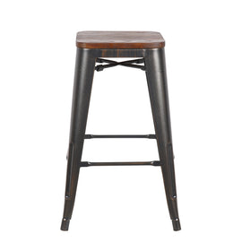 Eurostyle Danne-C Counter Stools, Antique Black/Walnut, Set Of 4 Stools