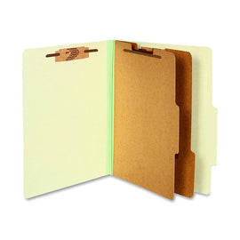 ACCO Durable Pressboard Classification Folders, Letter Size, 3in Expansion, 2 Partitions, 60% Recycled, Leaf Green, Box Of 10
