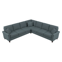 Load image into Gallery viewer, Bush Furniture Hudson 111inW L-Shaped Sectional Couch, Turkish Blue Herringbone Fabric, Standard Delivery