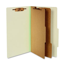 ACCO Durable Pressboard Classification Folders, Legal Size, 3in Expansion, 2 Partitions, 60% Recycled, Leaf Green, Box Of 10