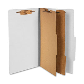 ACCO Durable Pressboard Classification Folders, Legal Size, 3in Expansion, 2 Partitions, 60% Recycled, Mist Gray, Box Of 10