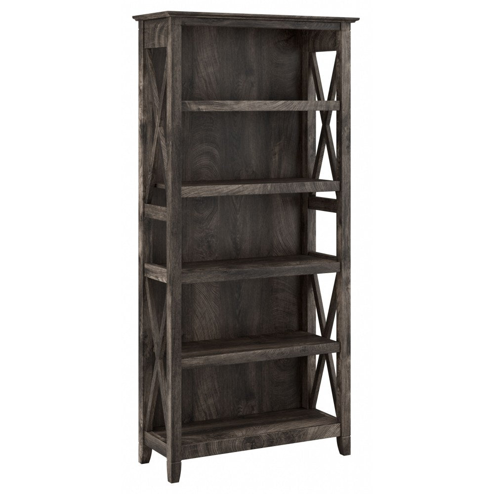 Bush Business Furniture Key West 66inH 5-Shelf Bookcase, Dark Gray Hickory, Standard Delivery
