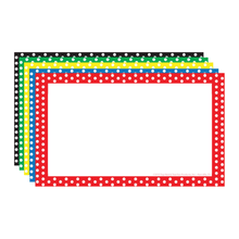 Load image into Gallery viewer, Top Notch Teacher Products Polka Dot Border Index Cards, 3in x 5in, Assorted Colors, 75 Cards Per Pack, Case Of 6 Packs