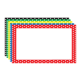 Top Notch Teacher Products Polka Dot Border Index Cards, 3in x 5in, Assorted Colors, 75 Cards Per Pack, Case Of 6 Packs