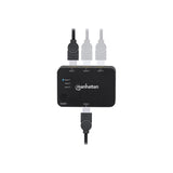 Manhattan HDMI Switch 3-Port , 4K@30Hz, Connects x3 HDMI sources to x1 display, Automatic and Manual Switching (via button), USB-A Powered (cable included, 0.7m), Black, Three Year Warranty, Retail Box - Video/audio switch - 3 x HDMI - desktop