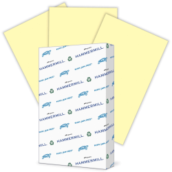 Hammermill Fore Multi-Use Printer & Copy Paper, 1 Ream, Canary, Legal (8.5in x 14in), 500 Sheets Per Ream, 20 Lb, 96 Brightness, 30% Recycled