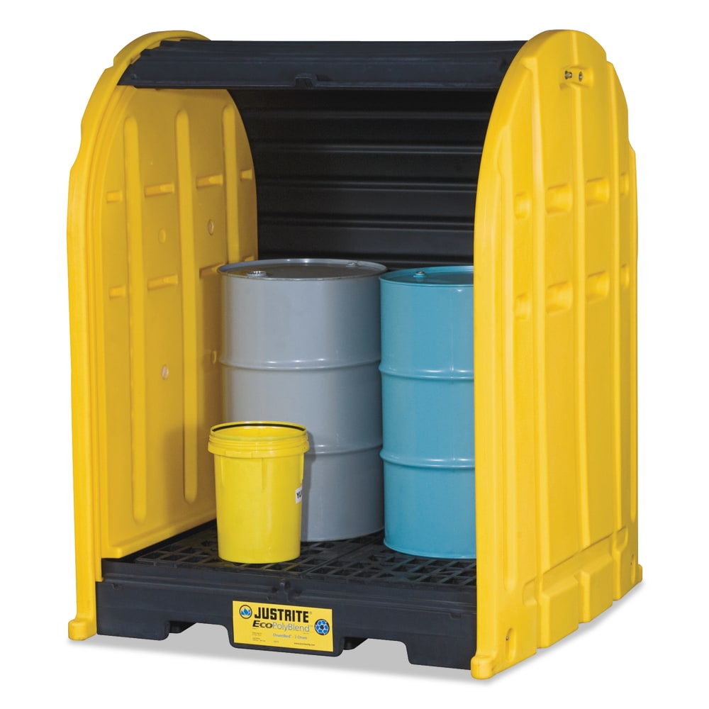 EcoPolyBlend DrumSheds, Yellow, 2,500 lb, 67 gal, 58 1/2 in x 60 3/4 in