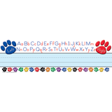 Teacher Created Resources Flat Name Plates, 3 1/2in x 11 1/2in, Colorful Paw Prints Left/Right Alphabet, 36 Plates Per Pack, Case Of 5 Packs