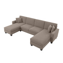 Load image into Gallery viewer, Bush Furniture Stockton 131inW Sectional Couch With Double Chaise Lounge, Tan, Standard Delivery