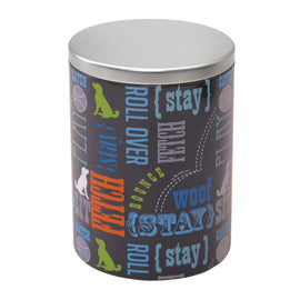 Advantus PawPrints Treat Tin, Large, Gray