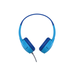 Belkin SoundForm Mini Wired On-Ear Headphones for Kids - Stereo - Mini-phone (3.5mm) - Wired - On-ear, Over-the-head - Binaural - Ear-cup - 4 ft Cable - Blue