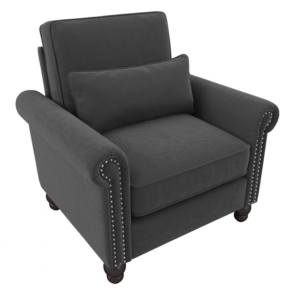 Bush Furniture Coventry Accent Chair With Arms, Charcoal Gray Herringbone, Standard Delivery