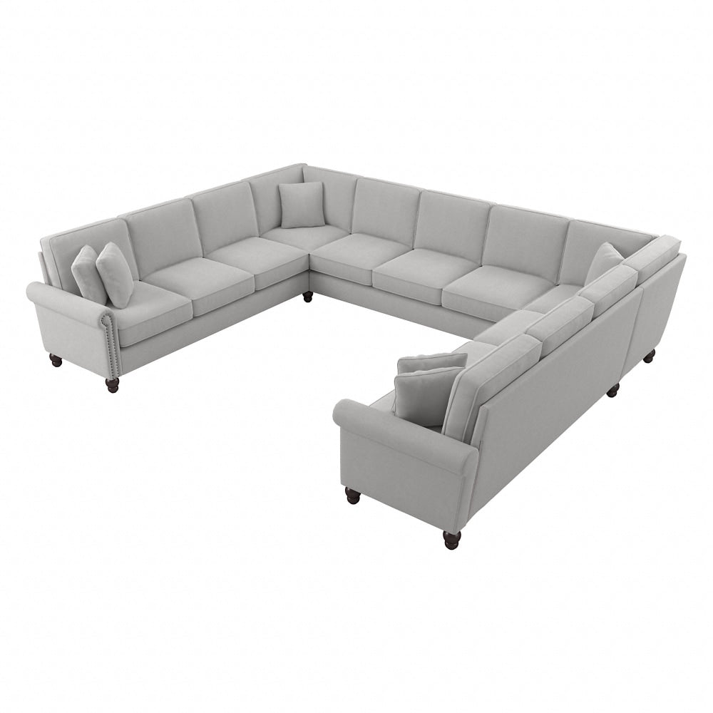 Bush Furniture Coventry 137inW U-Shaped Sectional Couch, Light Gray, Standard Delivery