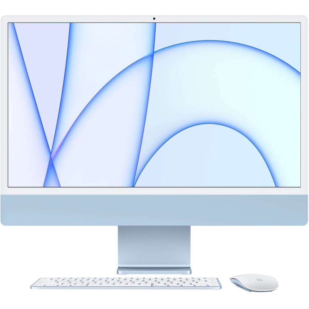 Apple iMac MJV93LL/A All-in-One Computer - Apple M1 Octa-core (8 Core) - 8 GB RAM - 256 GB SSD - 24in 4.5K 4480 x 2520 - Desktop - Blue - Apple M1 Chip - macOS Big Sur - English (US) Keyboard - IEEE 802.11 a/b/g/n/ac/ax - 143 W