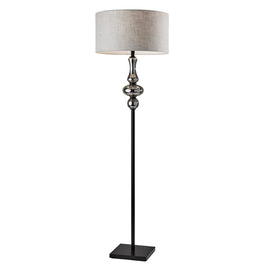 Adesso Natalie Floor Lamp, 65-1/2inH, Light Gray Shade/Black Base
