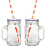 Starfrit Mason Jar Mugs, 2 pk with Straws - 16 oz - 2 Pack - Clear