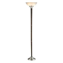 Adesso Alta Torchiere Floor Lamp, 71inH, Frosted White Shade/Brushed Steel Base