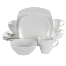 Load image into Gallery viewer, Elama Deluxe Square 16-Piece Porcelain Dinnerware Set, White