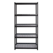 Load image into Gallery viewer, Hirsh Iron Horse 2300 Steel Wire Deck Shelving Unit, 5 Shelves, 72inH x 36inW x 18inD, Black