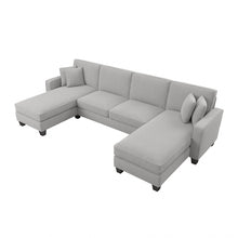 Load image into Gallery viewer, Bush Furniture Stockton 131inW Sectional Couch With Double Chaise Lounge, Light Gray, Standard Delivery